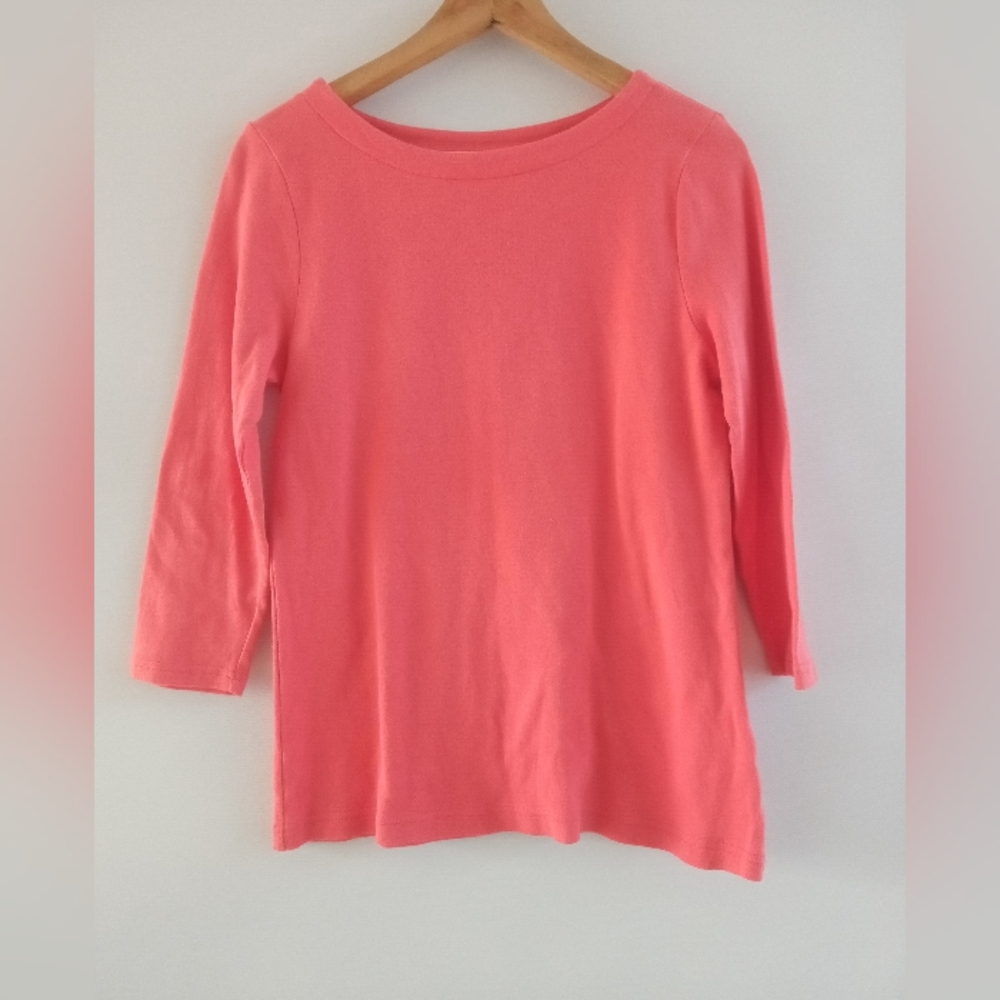 Croft & Barrow Women's Vibrant Coral 3/4 Sleeve Knit Top - Size S